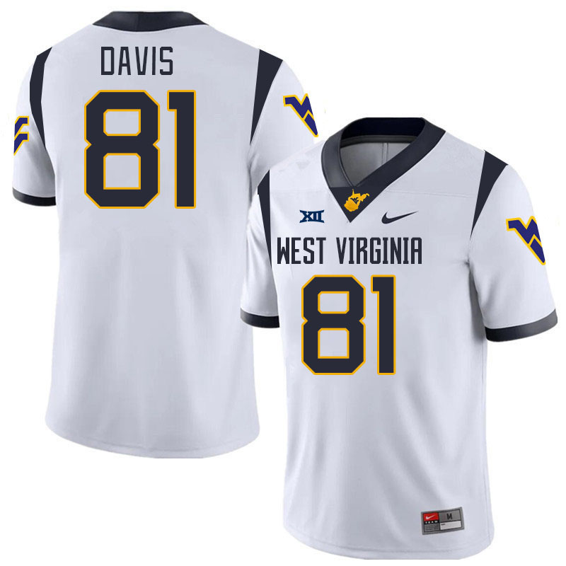 Men #81 Treylan Davis West Virginia Mountaineers College 2024 New Uniforms Football Jerseys Stitched